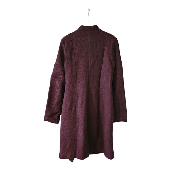 BB Dakota Womens XS Wool Blend Coat Burgundy Zip Closure Zip Pockets Band Collar - Picture 3 of 8